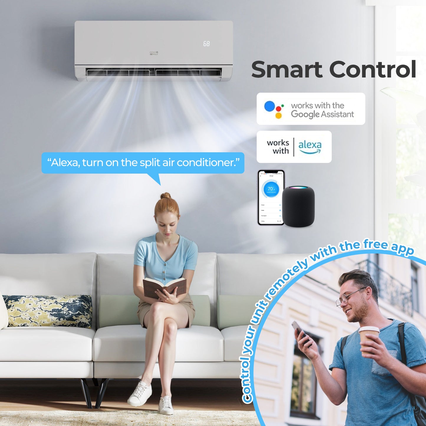 Energy Star Certified 12000 BTU 24 SEER2 115V Ductless Mini Split Air Conditioner and Heater WiFi Enabled