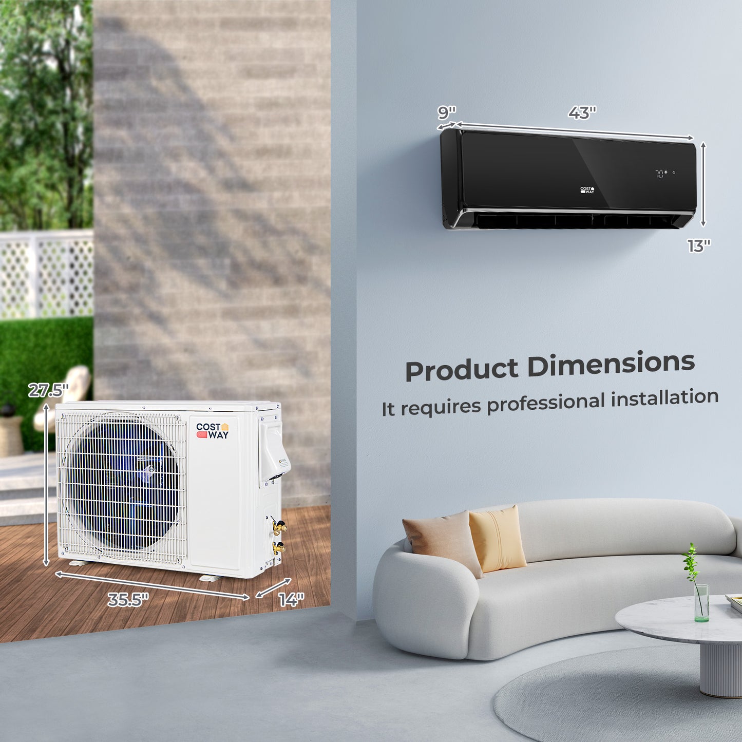 Energy Star Certified 24000 BTU 21 SEER2 208-230V Mini Split Air Conditioner and Heater Black Wifi Enabled