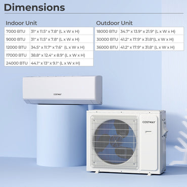 27000 BTU 2 Zone 22 SEER2 Mini Split Air Conditioner Wifi Enabled with Heat Pump-12K + 18K