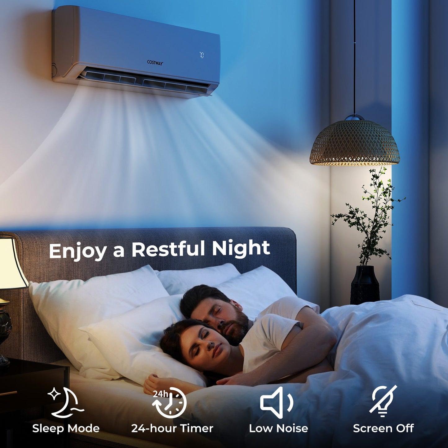 27000 BTU 2 Zone 22 SEER2 Mini Split Air Conditioner Wifi Enabled with Heat Pump-9K + 18K