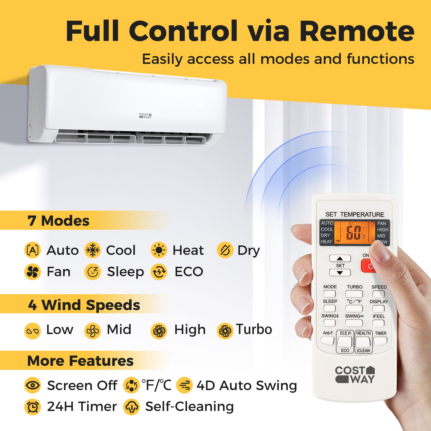 Airtural Series 12000 BTU 21 SEER2 208-230V Ductless Mini Split Air Conditioner with Heater Pump Energy Star Certified