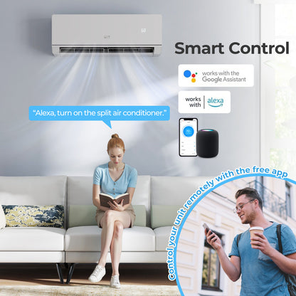 24000 BTU Smart WiFi Mini Split: Self-Cleaning AC/Heater
