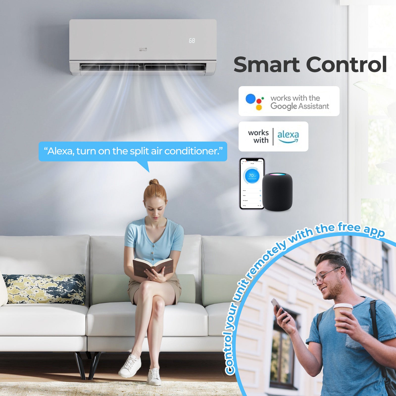 Energy Star Certified 12000 BTU 24 SEER2 208-230V Ductless Mini Split Air Conditioner and Heater WiFi Enabled