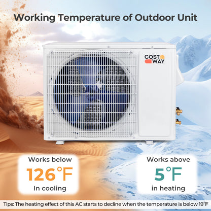 12000 BTU 22 SEER2 208-230V Wifi Enabled Mini Split Air Conditioner and Heater Black