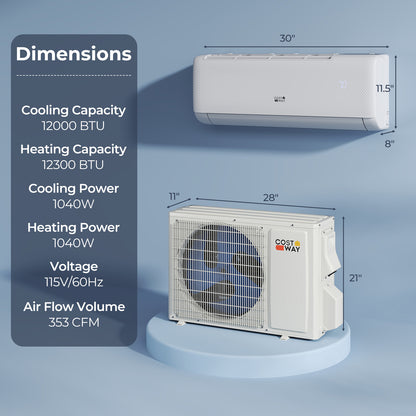 Airtural Series 12000 BTU 22 SEER2 WiFi Enabled Mini Split AC 115V Compatible with Alexa