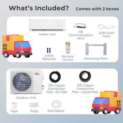Energy Star Certified 24000 BTU 21 SEER2 208-230V Mini Split Air Conditioner and Heater White Wifi Enabled