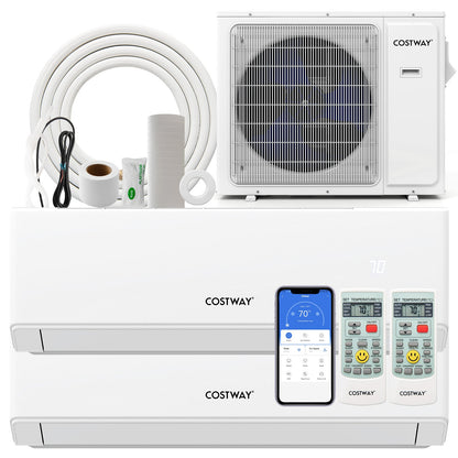 27000 BTU 2 Zone 22 SEER2 Mini Split Air Conditioner Wifi Enabled with Heat Pump-9K + 12K