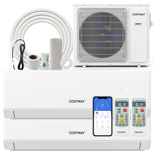 27000 BTU 2 Zone 22 SEER2 Mini Split Air Conditioner Wifi Enabled with Heat Pump-9K + 12K