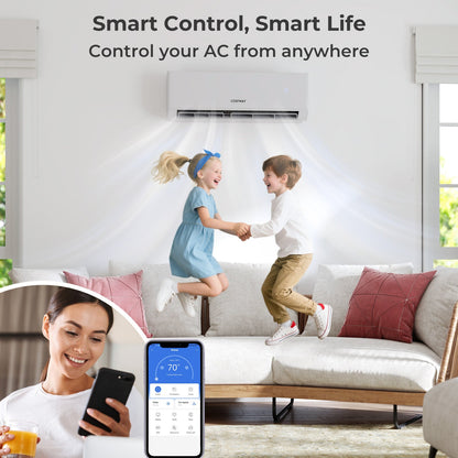 27000 BTU 2 Zone 22 SEER2 Mini Split Air Conditioner Wifi Enabled with Heat Pump-12K + 12K