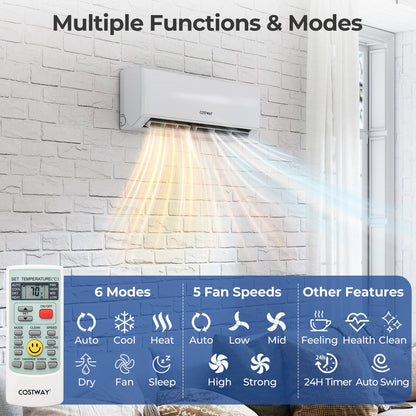 27000 BTU 2 Zone 22 SEER2 Mini Split Air Conditioner Wifi Enabled with Heat Pump-12K + 12K