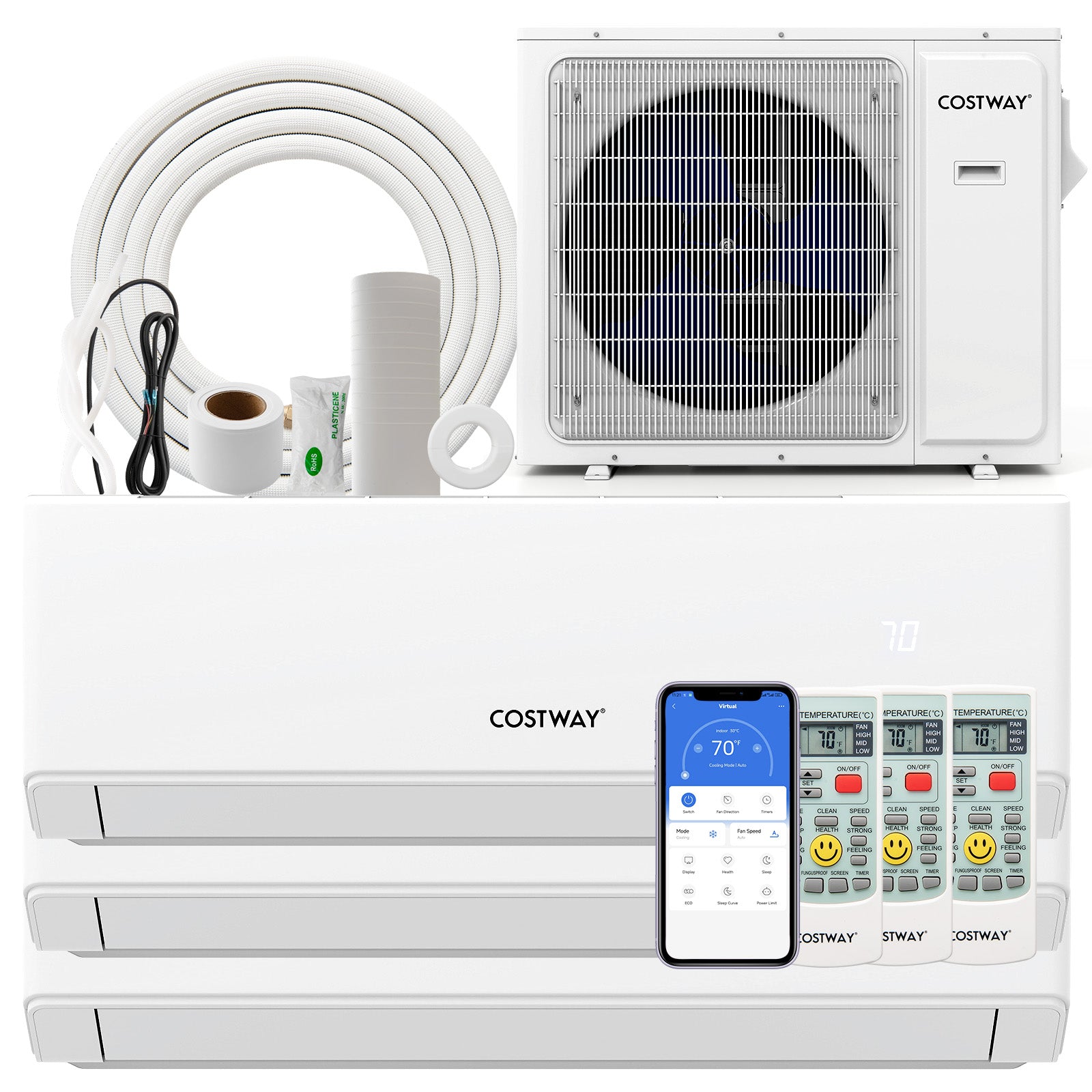 36000 BTU 3 Zone 23 SEER2 Mini Split Air Conditioner Wifi Enabled with Heat Pump-12K + 12K + 18K