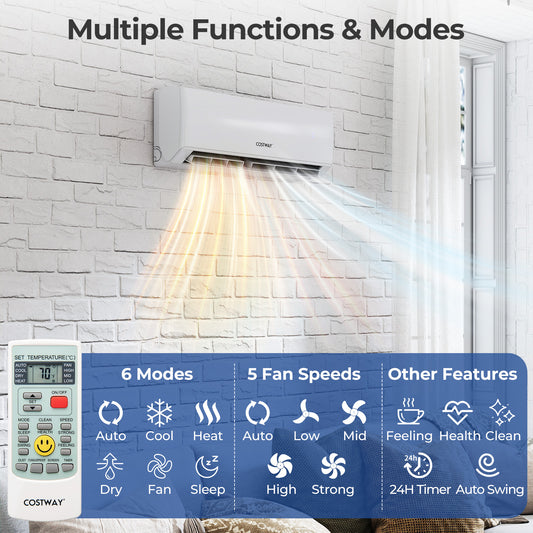 36000 BTU 3 Zone 23 SEER2 Mini Split Air Conditioner Wifi Enabled with Heat Pump-9K + 9K + 9K