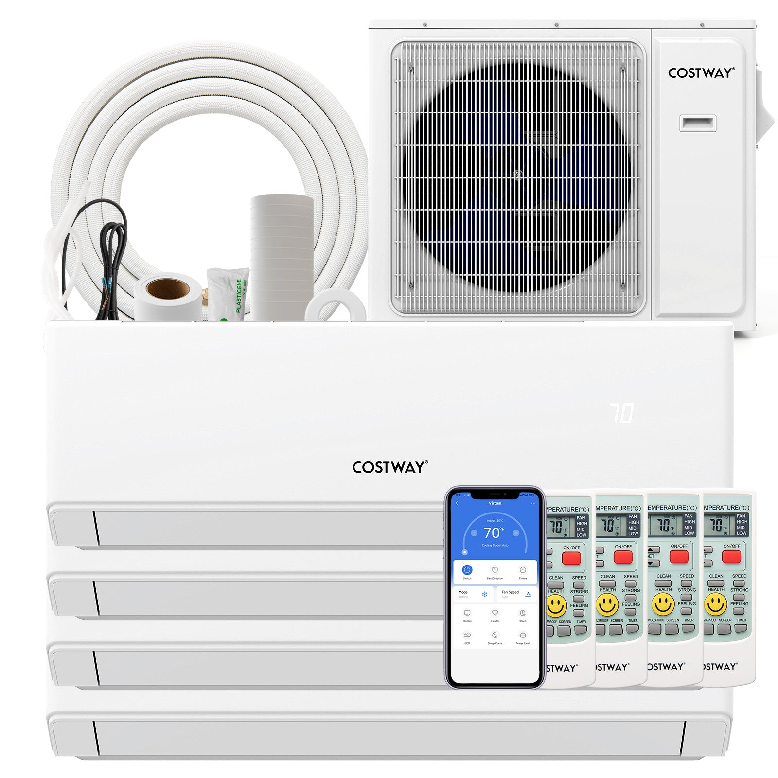 36000 BTU 4 Zone 23 SEER2 Mini Split Air Conditioner Wifi Enabled with Heat Pump-12K + 12K + 12K + 12K