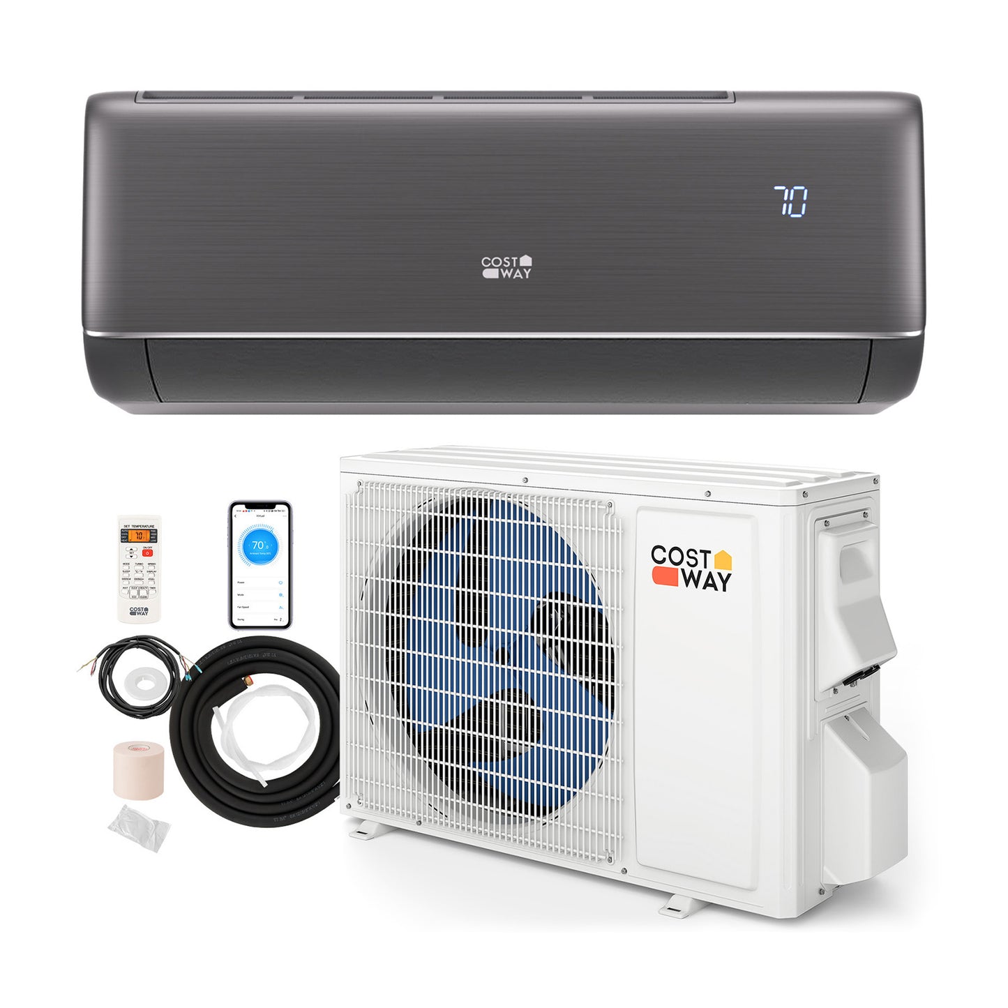 9100 BTU 20.5 SEER2 115V WiFi Enabled Mini Split AC Compatible with Alexa Gray