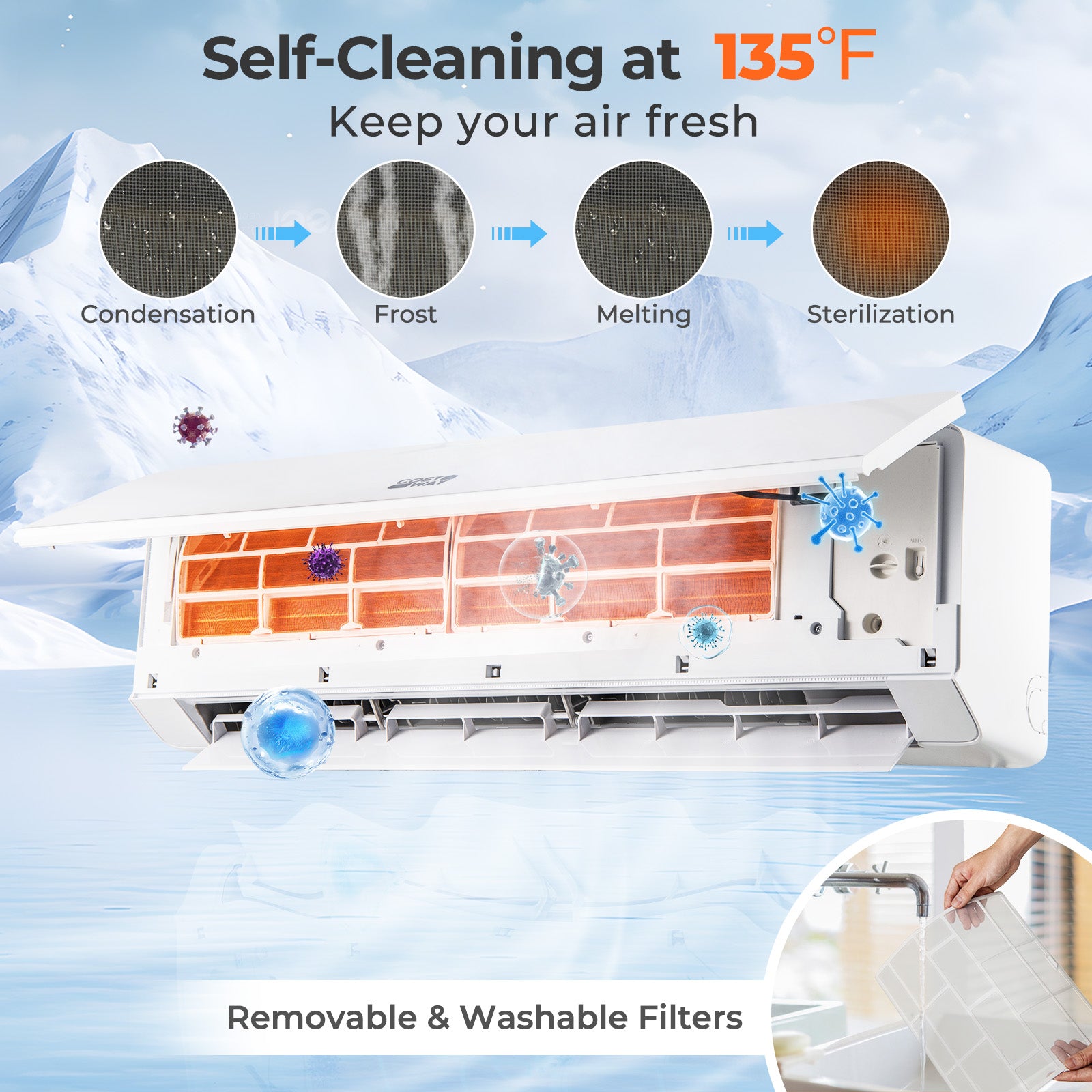 Energy Star Certified 18000 BTU 25 SEER2 208-230V Ductless Mini Split Air Conditioner and Heater WiFi Enabled