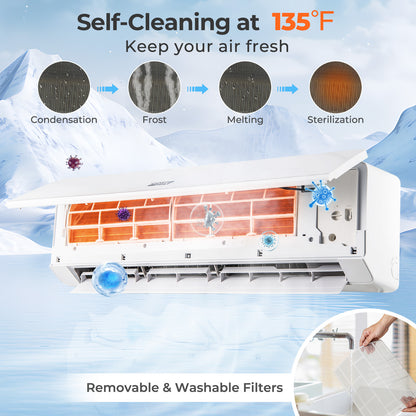 Energy Star Certified 18000 BTU 25 SEER2 208-230V Ductless Mini Split Air Conditioner and Heater WiFi Enabled