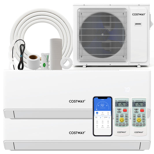 UltrEco Series 18000 BTU 2 Zone 22 SEER2 Mini Split Air Conditioner Wifi Enabled with Heat Pump-9K + 18K